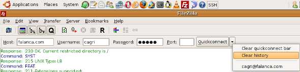 filezilla-clear-history